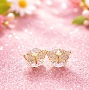 💕Gold Butterfly Stud Earrings – Costume Jewelry Hypo Allergenic